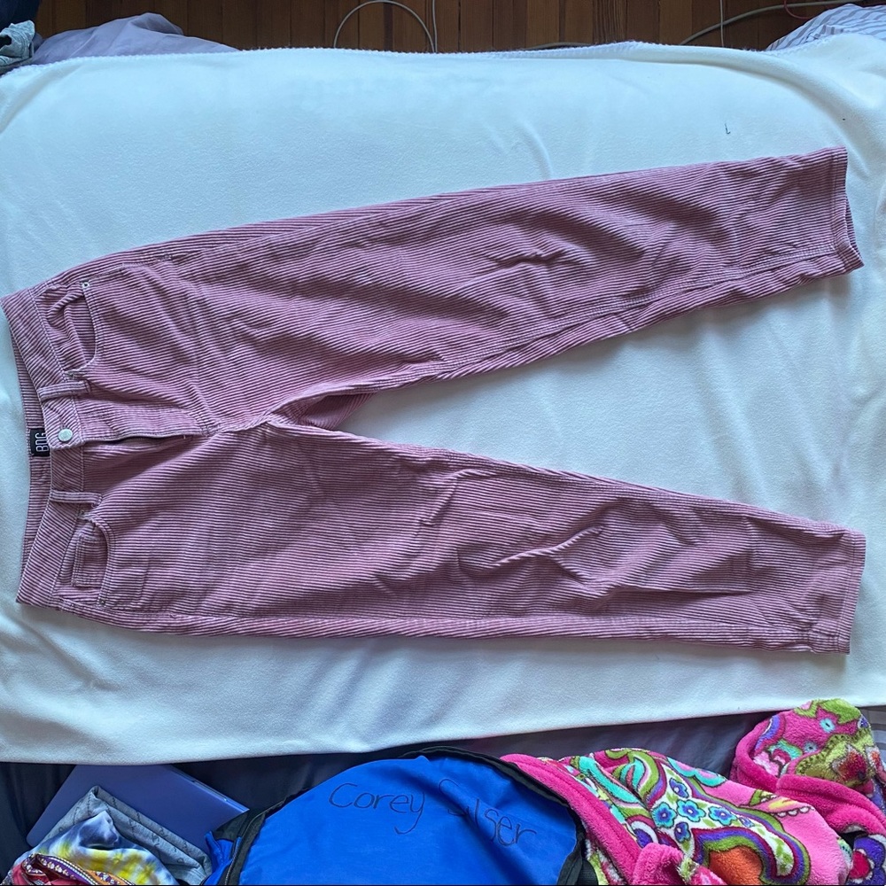 Urban Outfitters pink ribbed corduroy pants, ankle length